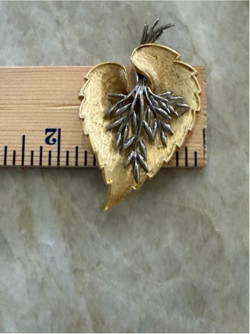 Kramer Gold & Silver Leaf Brooch One Size - Picture 3 of 6